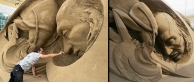 „Metamorphosis“, sand, Jesolo (Italy), 2024, 5x3m (photo: I. Filimontsev)